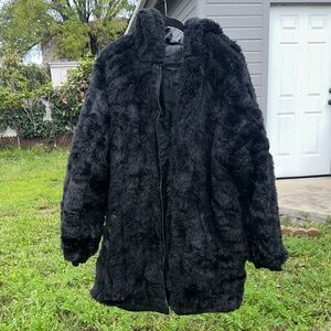 Hooded Tanner’s Avenue Reversible Leather Black Faux Fur Coat Mobwife Baddie